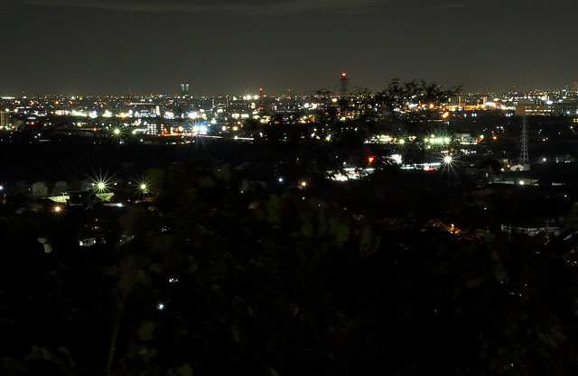 化石館向かいにある駐車場からの夜景