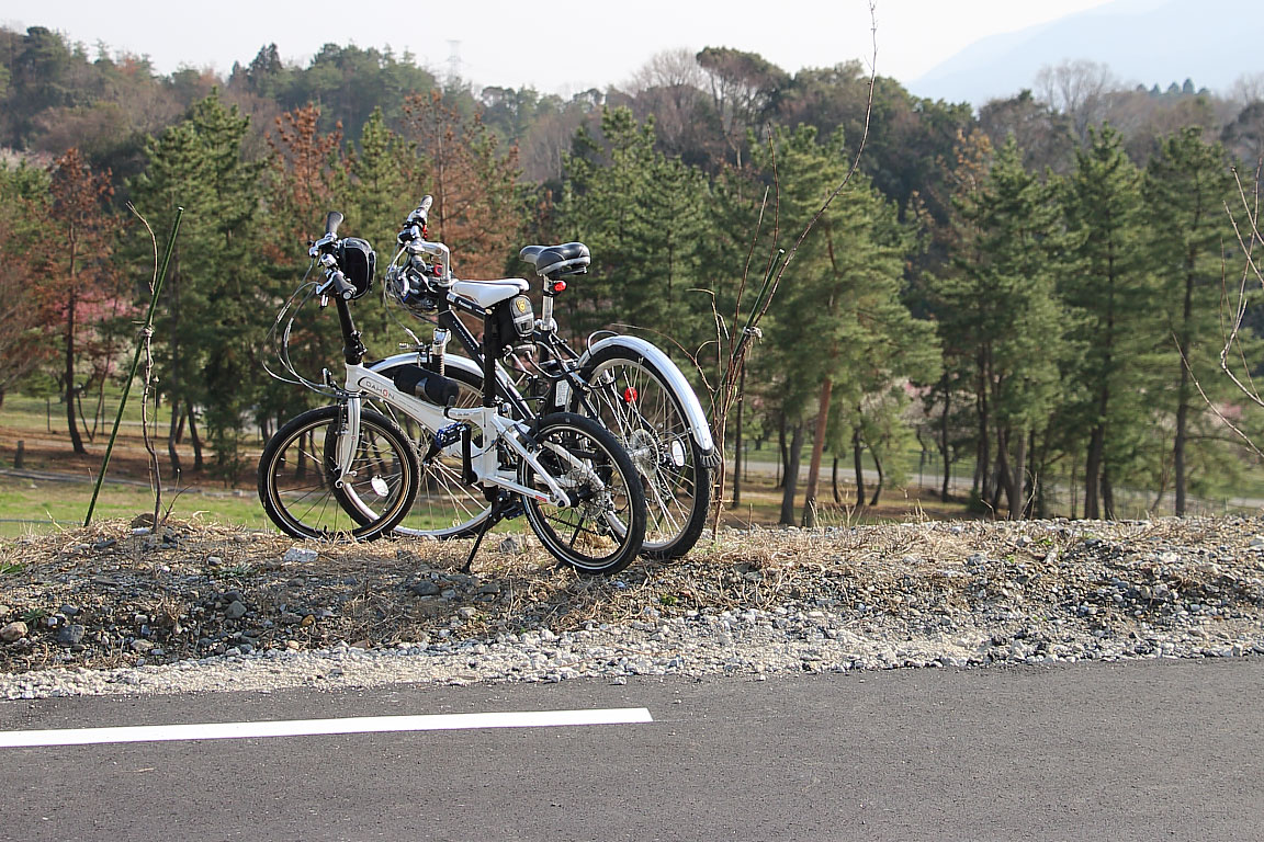 敷地が広いので折り畳み自転車で移動する人も